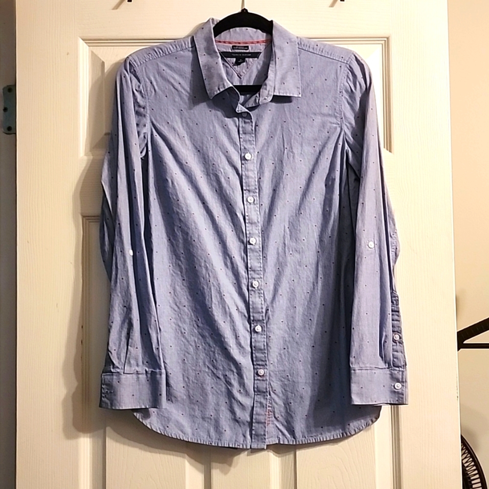 Long sleeve collared button down dress shirt M Blue